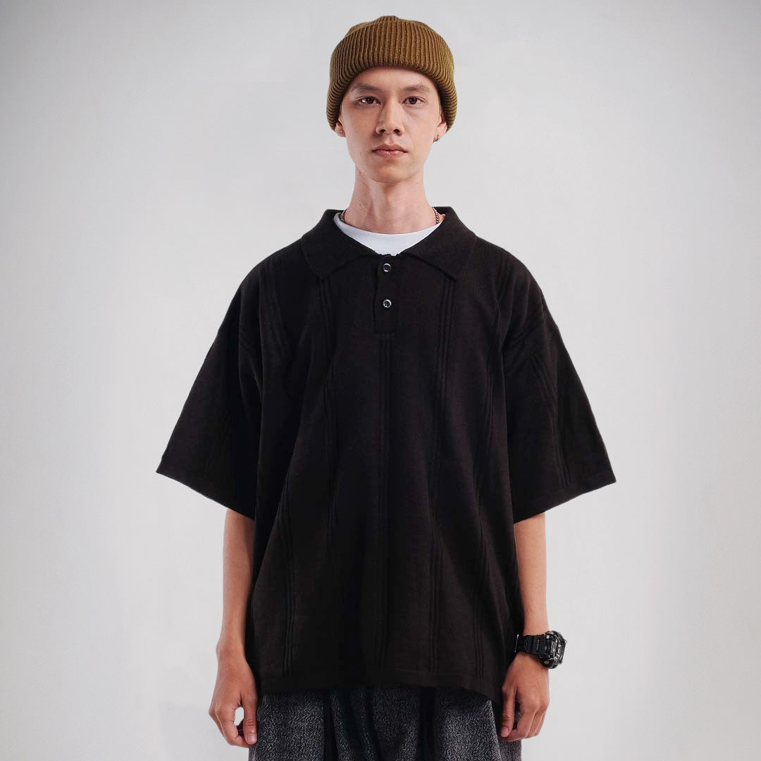 Noforty Project Polo Rajut Ukuran Besar Declan Hitam