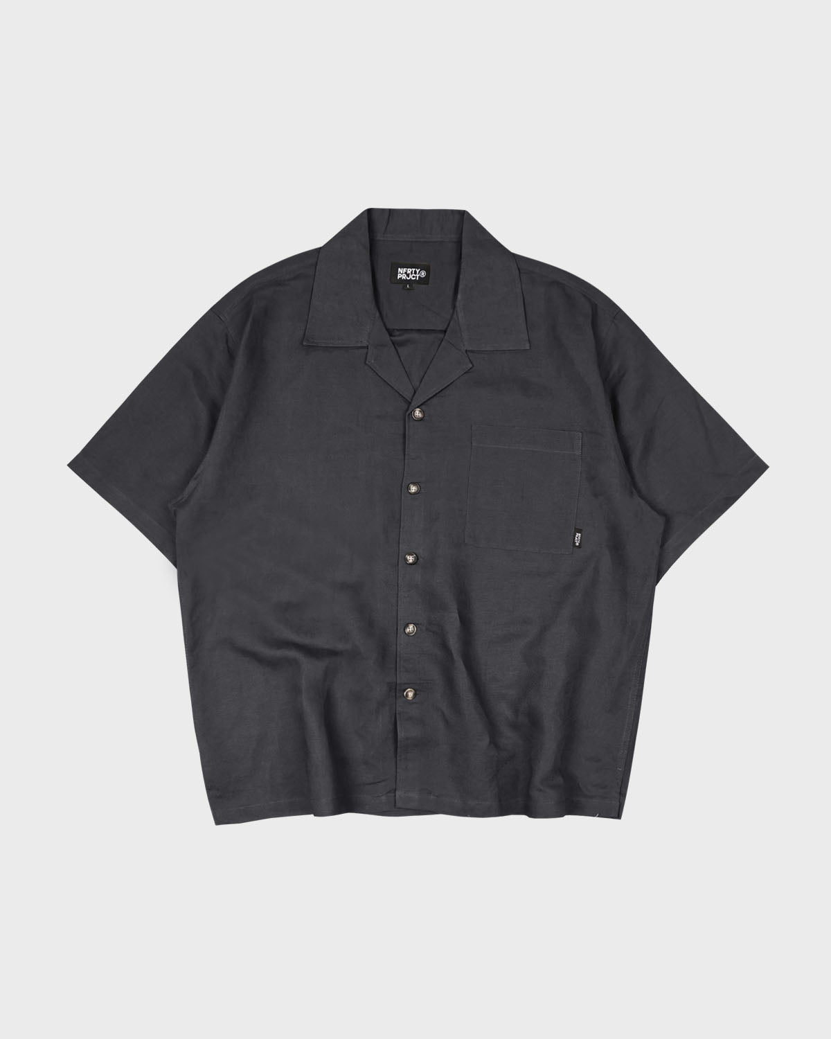 Kemeja Ukuran Besar Noforty Linen Sora Abu-abu