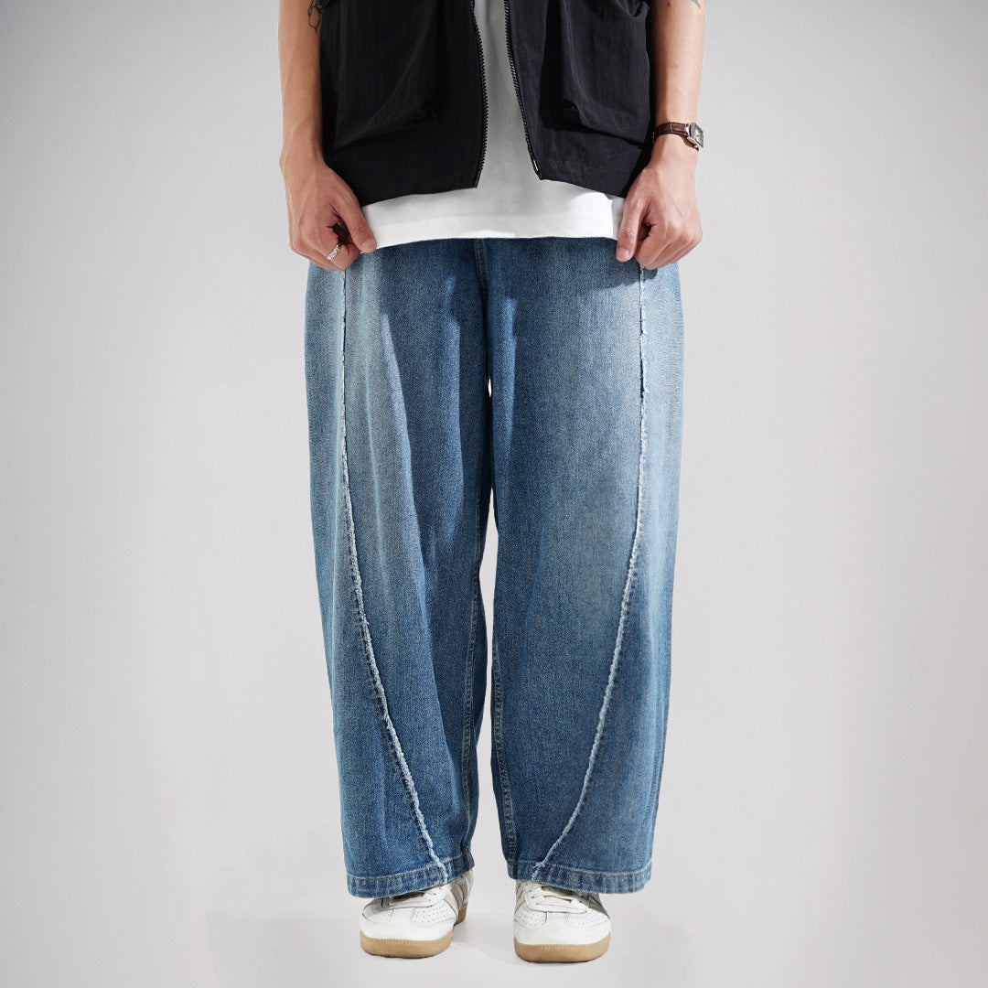 Noforty Project Long Baggy Jeans Pants Curvy Medium Blue