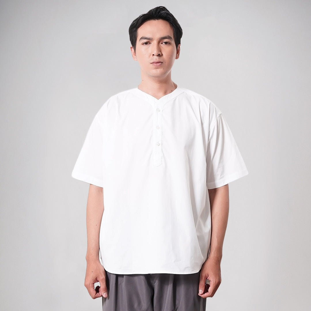 Noforty Project Kemeja Koko Oversize Short Sleeve Eden White