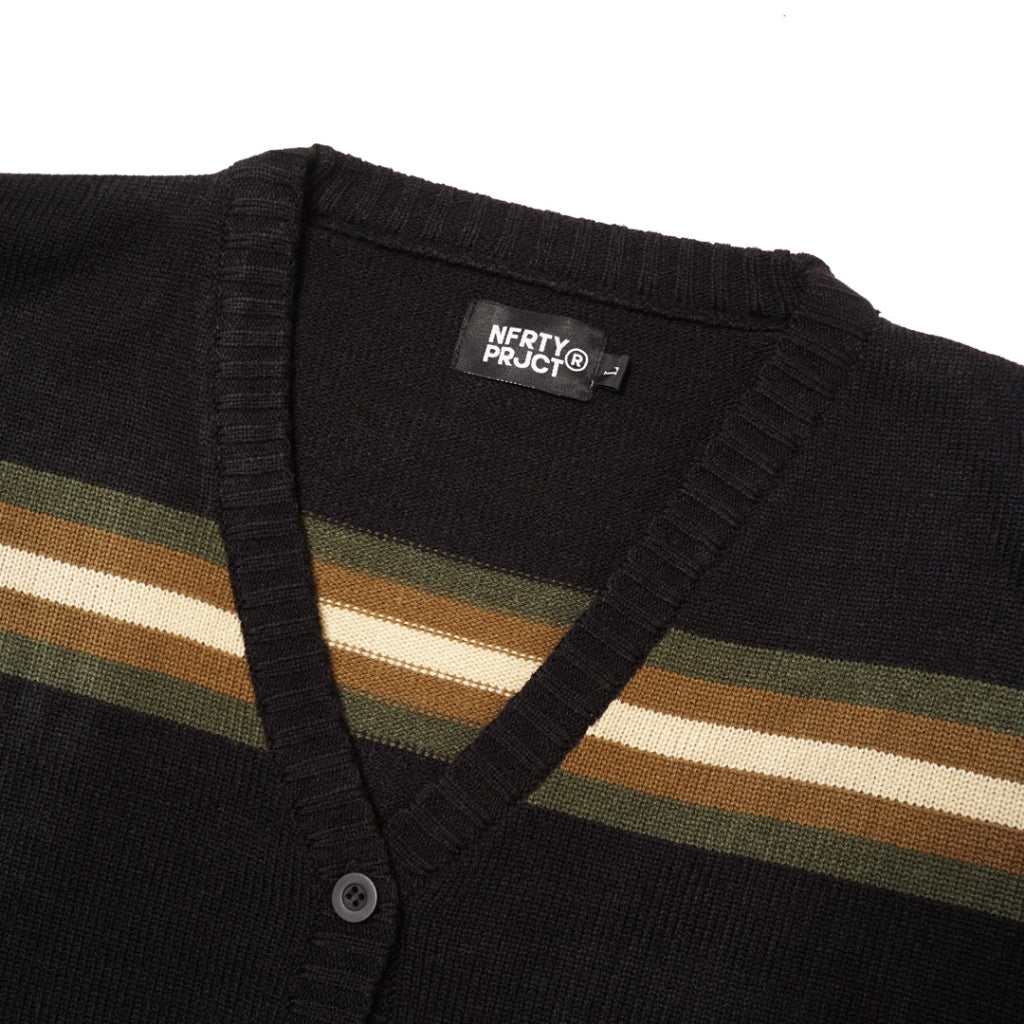LINER LOOSE KNIT CARDIGAN BLACK