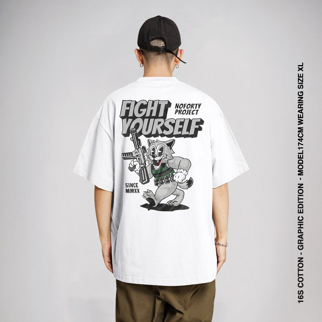 Kaos Besar Noforty Fighter Putih