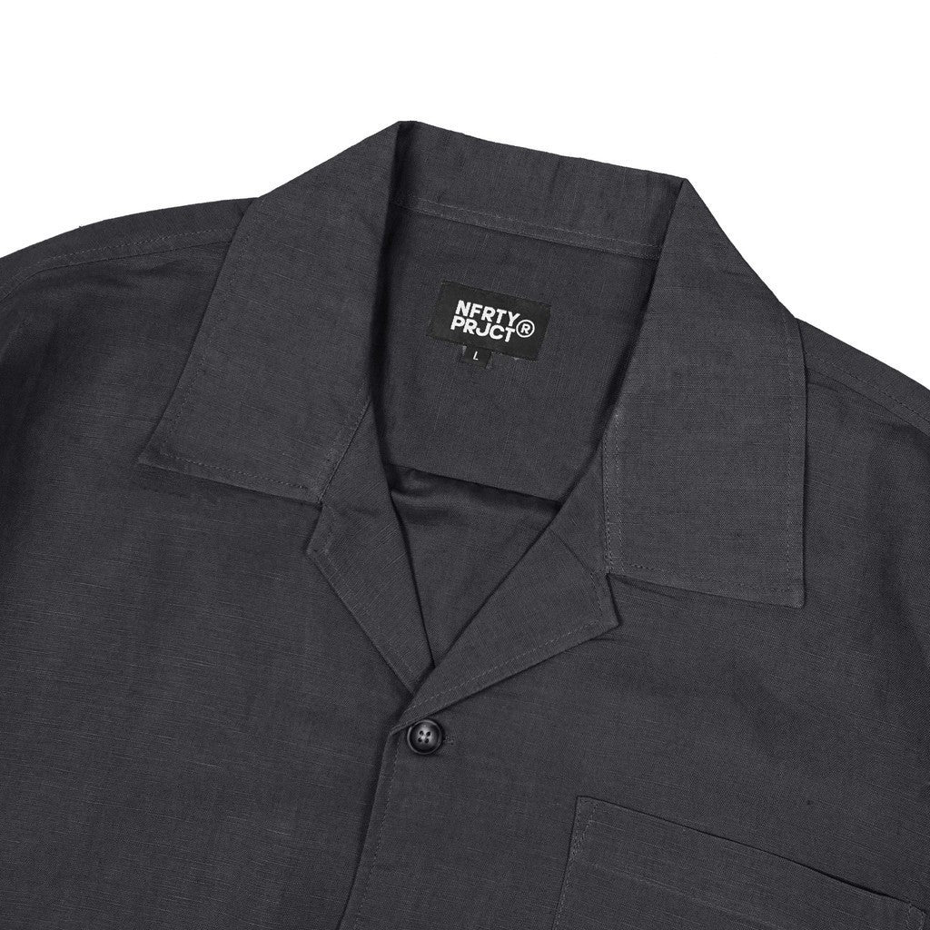 Kemeja Ukuran Besar Noforty Linen Sora Abu-abu