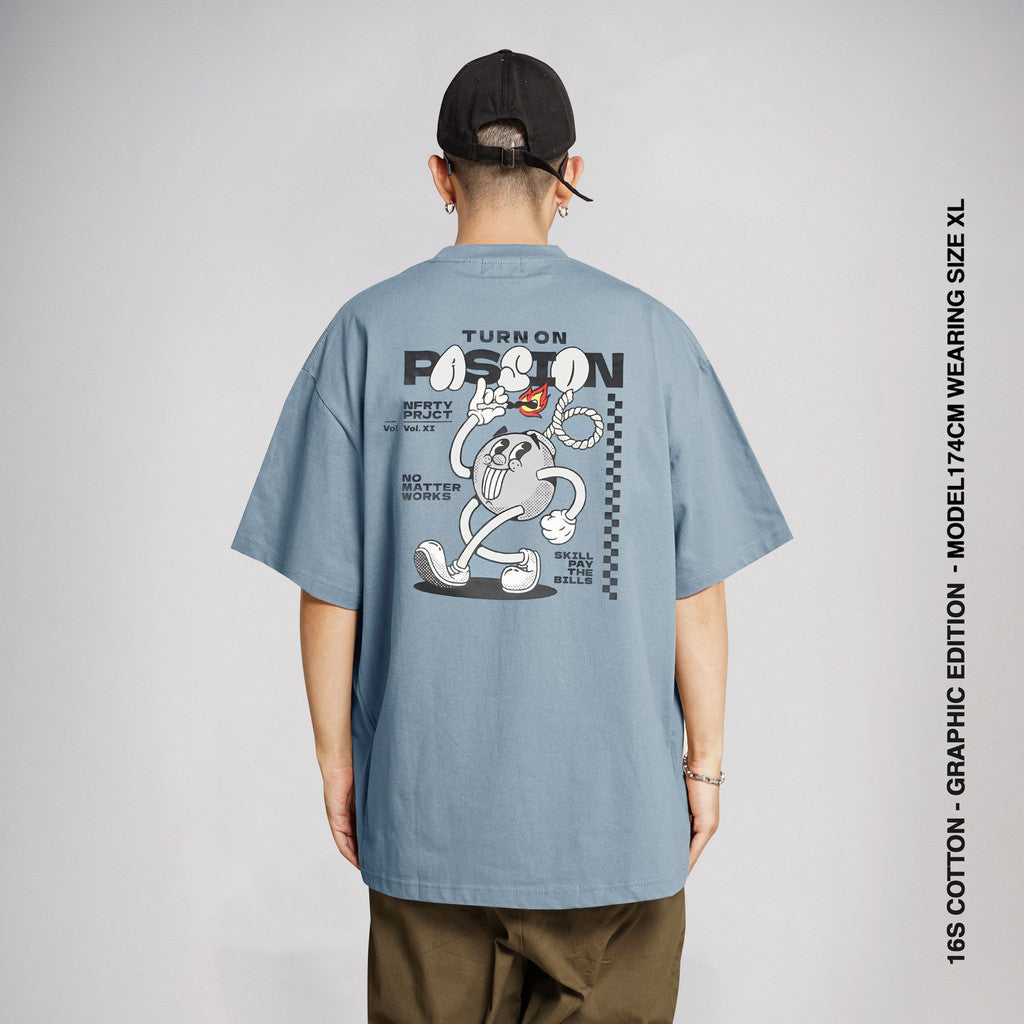 Kaos Ukuran Besar Noforty Passion Dusty Blue