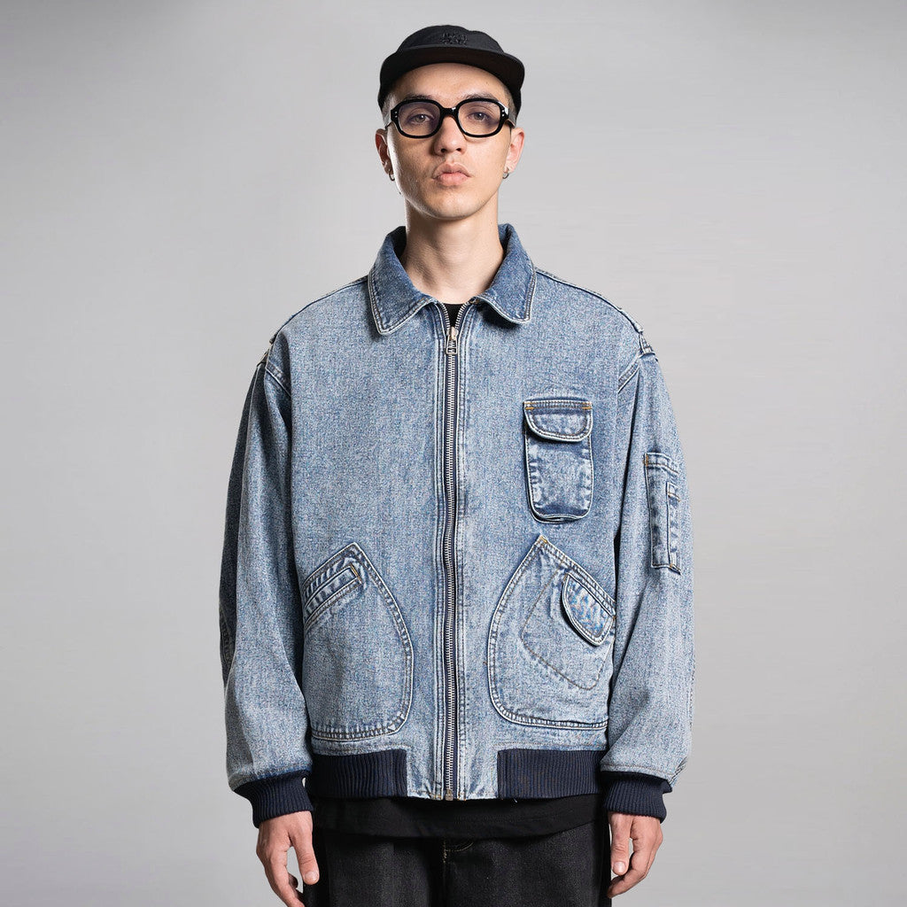 Noforty Project Oversize Bomber Denim Jacket Emphatyc Ice Wash