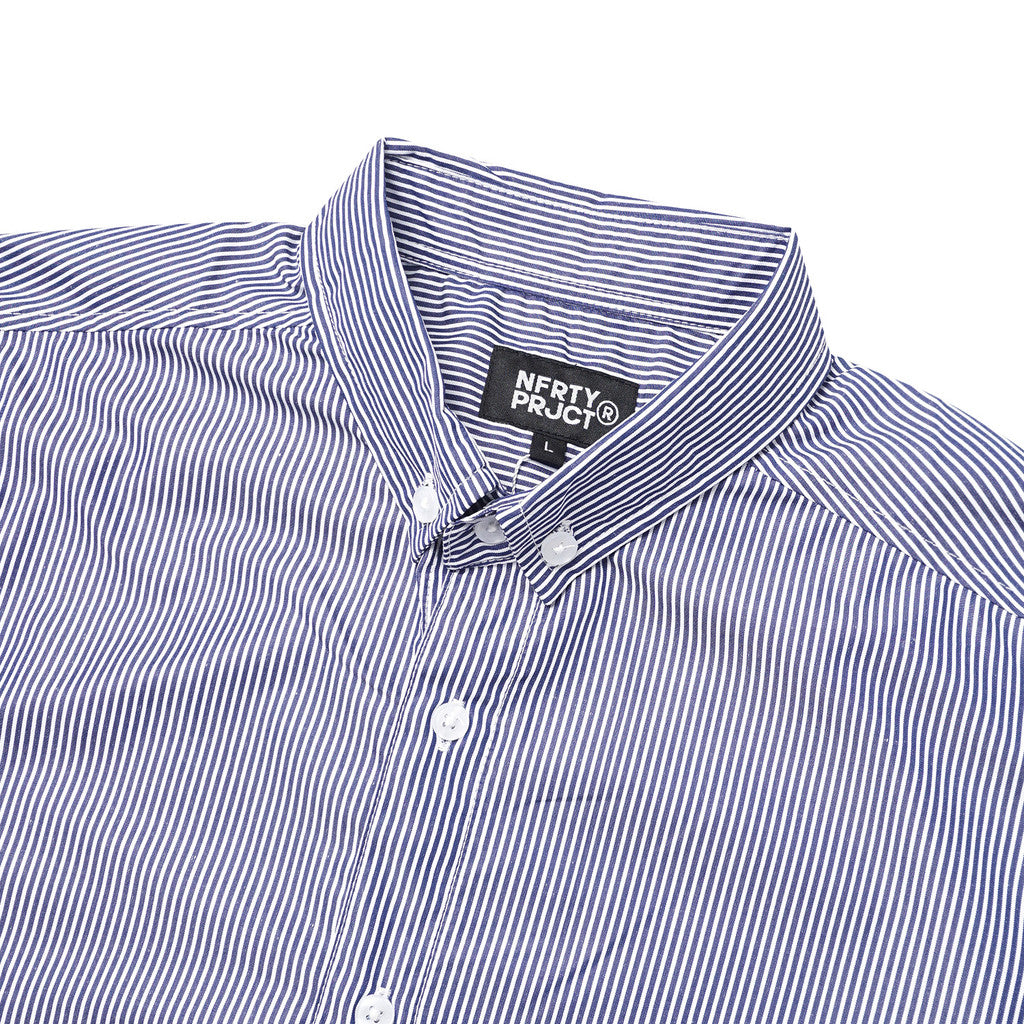 NOFORTY PROJECT - HANAKO OVERSIZE SHIRT / STRIPE PATTERN - Navy Blue