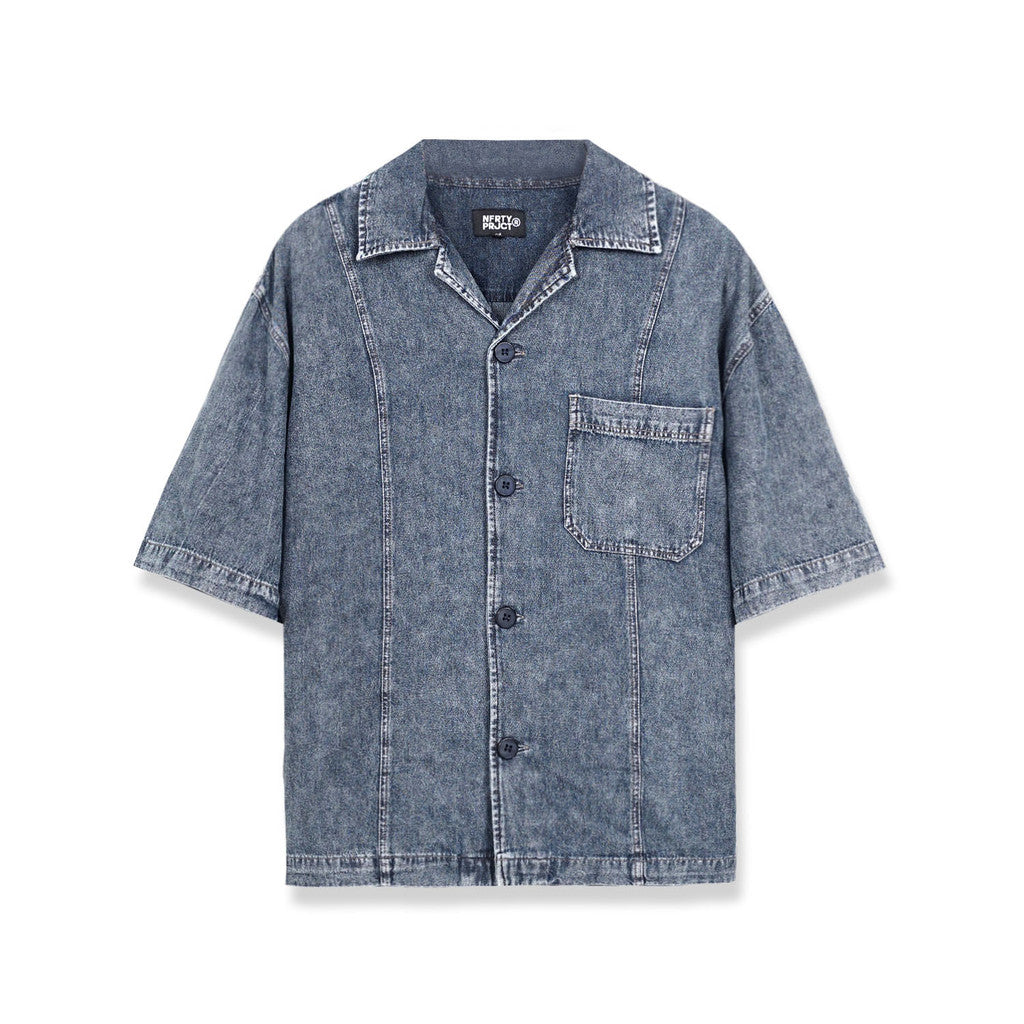 Noforty Project Oversize Short Shirt Denim Lowa Dark Blue