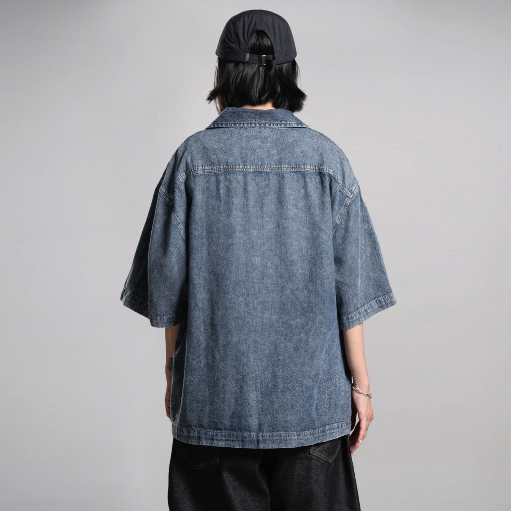 Noforty Project Oversize Short Shirt Denim Lowa Dark Blue