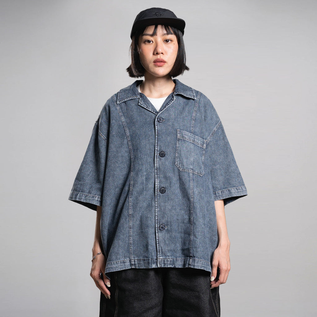 Noforty Project Oversize Short Shirt Denim Lowa Dark Blue