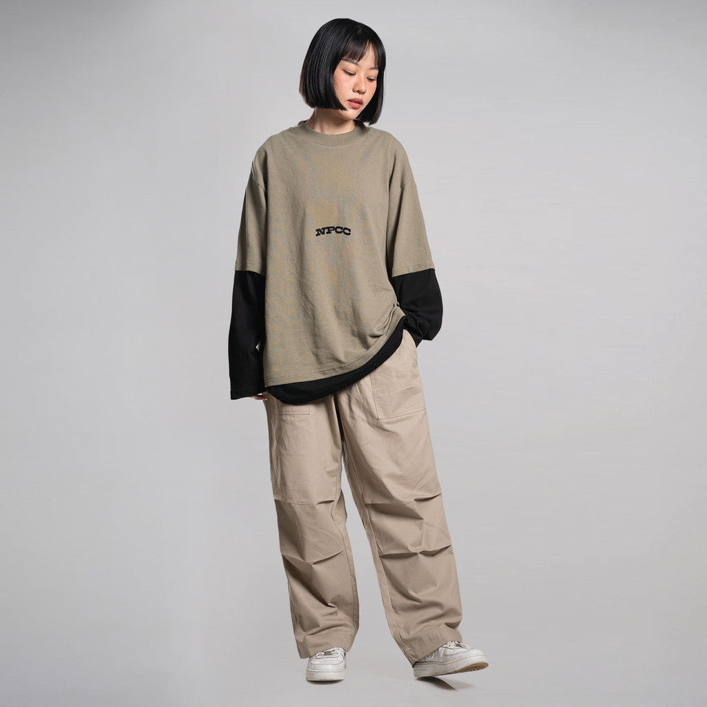 Noforty Project Oversize Long Sleeve Layer Tees Freid Olive