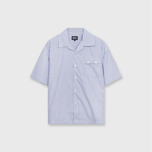 Noforty Project Oversize Shirt Stripe Pattern Gamaru Blue