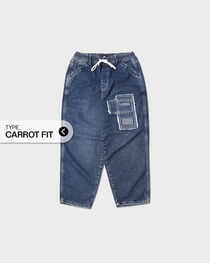 Noforty Project Long Baggy Jeans Pants Frank Carrot Medium Blue