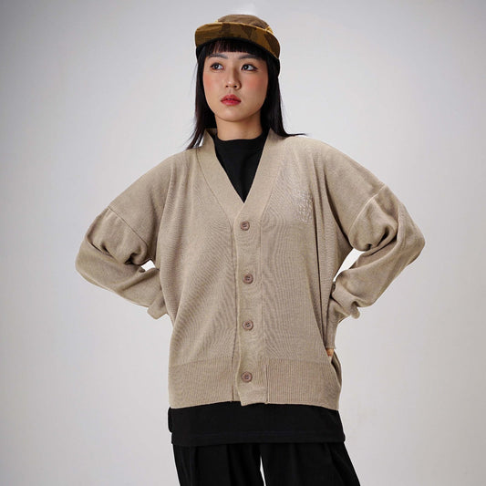 KORRY LOOSE KNIT CARDIGAN KHAKI