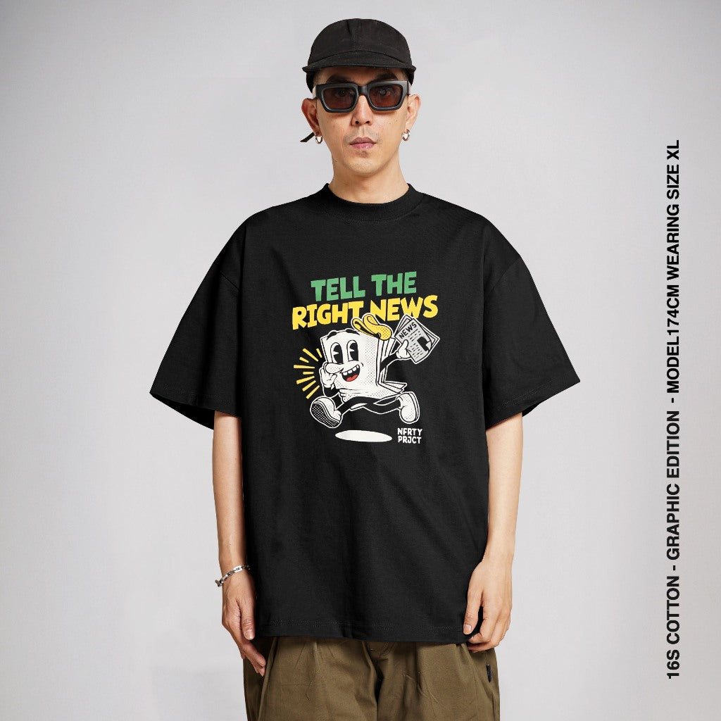 Noforty Oversize Tshirt News Black