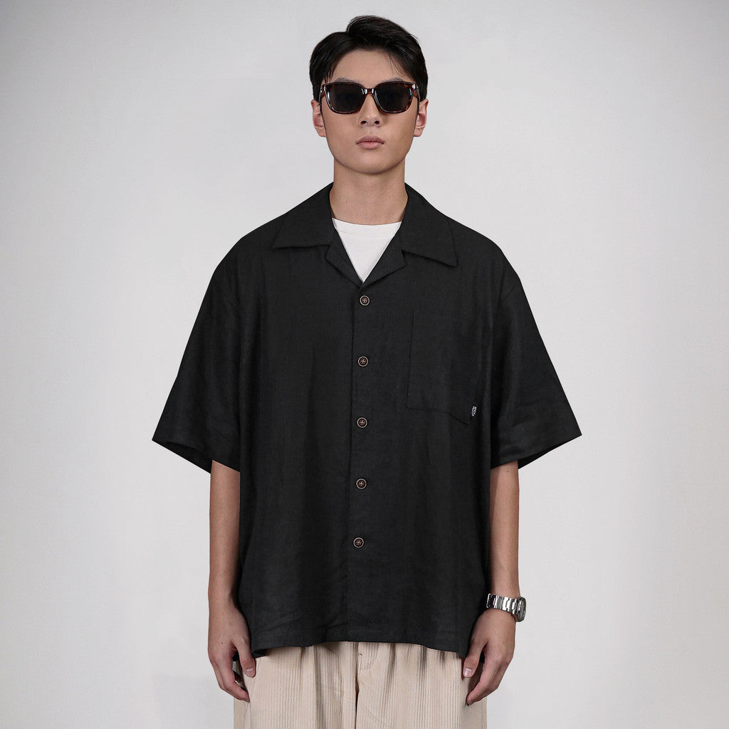 Noforty Oversize Shirt Linen Sora Black