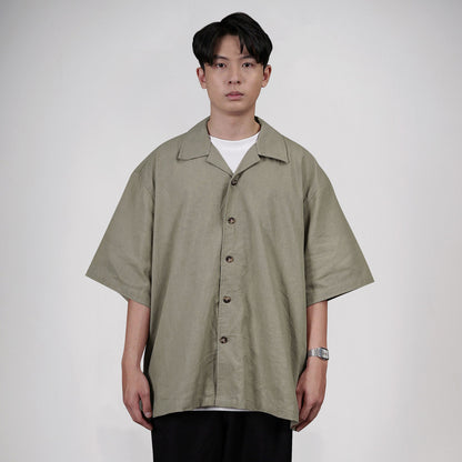 Noforty Oversize Shirt Linen Zumi Army