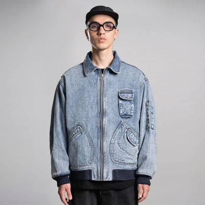 Noforty Project Oversize Bomber Denim Jacket Emphatyc Ice Wash
