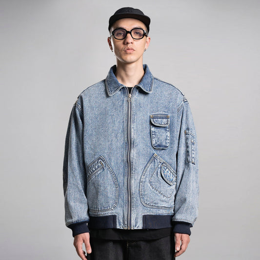 Noforty Project Oversize Bomber Denim Jacket Emphatyc Ice Wash