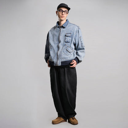 Noforty Project Oversize Bomber Denim Jacket Emphatyc Ice Wash