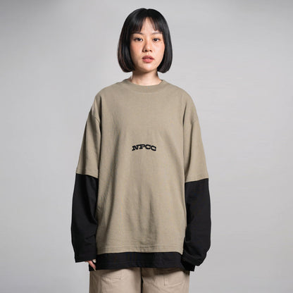Noforty Project Oversize Long Sleeve Layer Tees Freid Olive