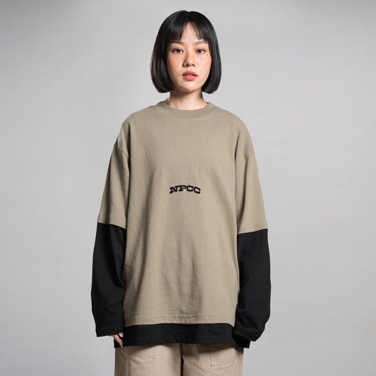 Noforty Project Oversize Long Sleeve Layer Tees Freid Olive