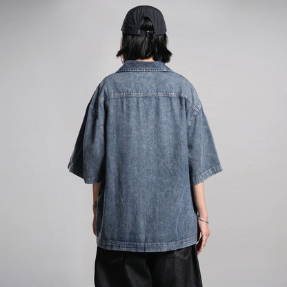 Noforty Project Oversize Short Shirt Denim Lowa Dark Blue